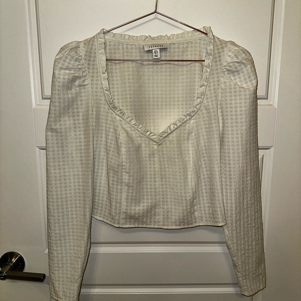 Topshop Puff Sleeve Crop Blouse